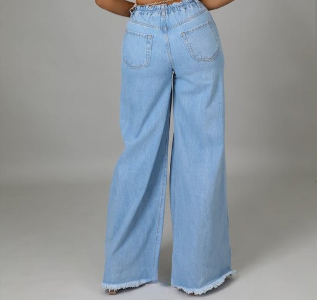 Ripped Wide Leg Jeans – She's So Fashion